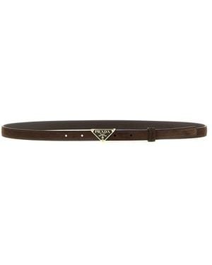 Prada Cintura Scamosciata Logo - Nero