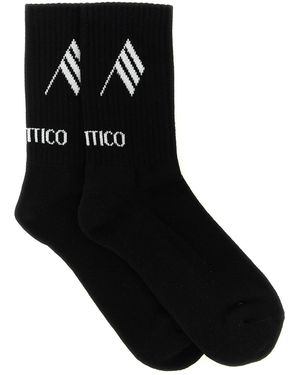 The Attico Logo Intarsia Socks - Black