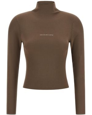 Alexander Wang Gerippter Pullover Mit Logo - Braun