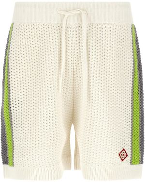CASABLANCA 'stripe Crochet' Bermuda Shorts - Natural