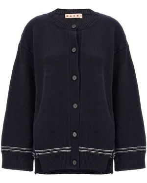 Marni Cardigan Mit Logo - Blau