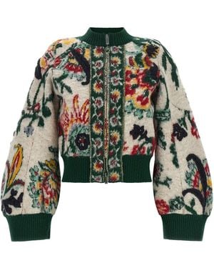 Sacai Blouson Aus Jacquard Mit Blumenmuster - Grün