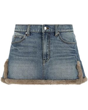 Alexander Wang Jeansrock Mit Pelzsaum - Blau