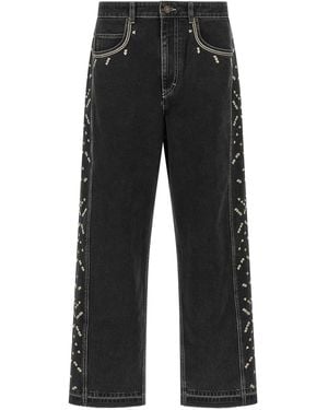 Isabel Marant 'jorian' Jeans With Embroideries - Black
