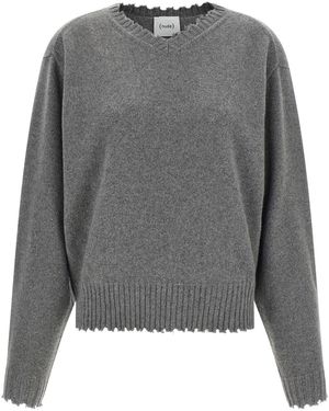 Nude Fringed Hem Jumper - Grey