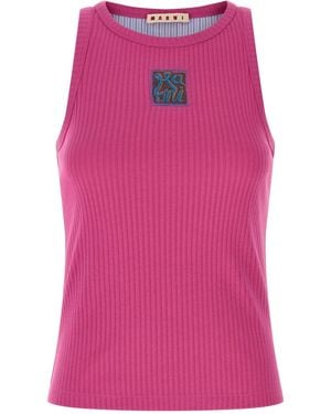 Marni Logo Patch Tank Top Tops Fuchsia - Pink