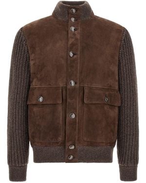 Brunello Cucinelli Suede Insert Jacket - Brown