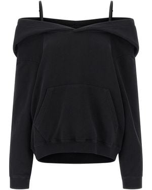 MM6 by Maison Martin Margiela Off-shoulder Hoodie - Black