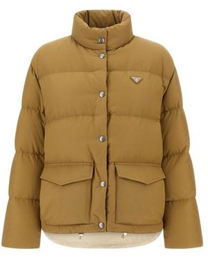 Prada Triangle Logo Down Jacket - Natural