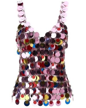Rabanne Top 'The Iconic Sparkle Discs' - Rosso