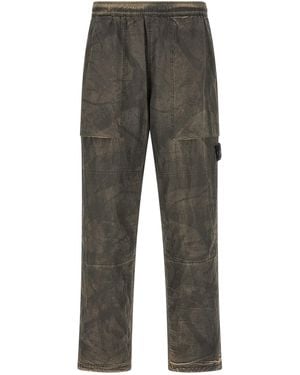 Stone Island Textured Trousers With Logo Badge - Grey
