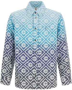 CASABLANCA Shacket 'monogram Gradient Jacquard' - Blue