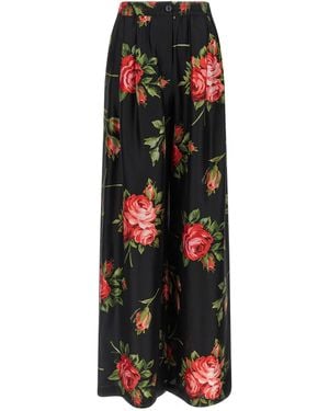 Dolce & Gabbana Silk Wide-Leg Trousers - Black