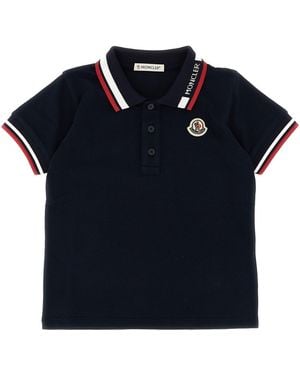 Moncler Tricolour Trim Polo Shirt - Blue