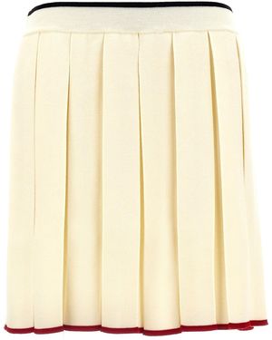 Thom Browne Knitted Pleated Skirt - Natural