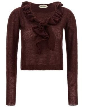 Alberta Ferretti Maglia Volant - Marrone