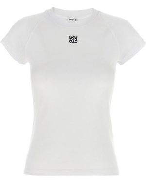 Loewe T-Shirt Ricamo Anagram - Bianco