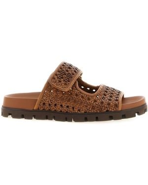 Miu Miu Braided Leather Sandals - Brown