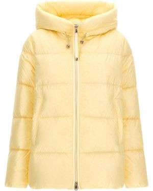 Moncler Short Parka With Horizontal Quilting - Yellow