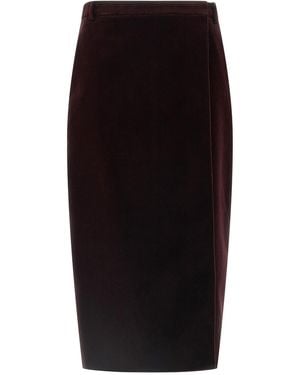 Saint Laurent Wrap Midi Skirt - Black