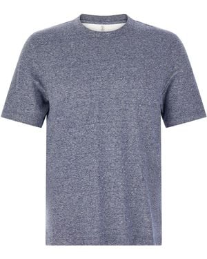 Brunello Cucinelli Mélange Linen Blend T-shirt - Blue