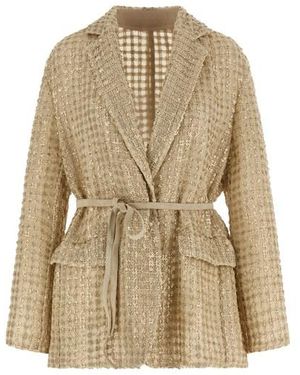 Brunello Cucinelli Blazer Organza 'Dazzling Net Embroidery' - Neutro