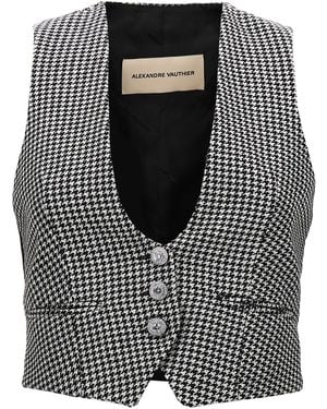 Alexandre Vauthier Houndstooth Waistcoat - Black