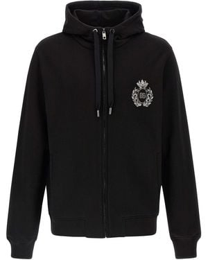 Dolce & Gabbana Heraldic Patch Hoodie - Black