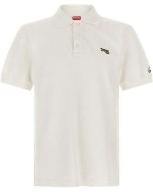 KENZO Baumwoll-Piqué-Poloshirt Mit Jumping Tiger Logo - Weiß