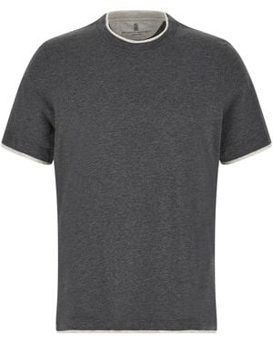 Brunello Cucinelli Double Layer T-Shirt - Grey