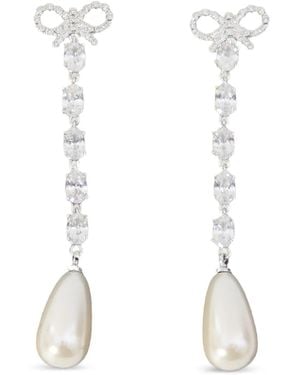 Self-Portrait 'bow Pearl Droplet' Earrings - White