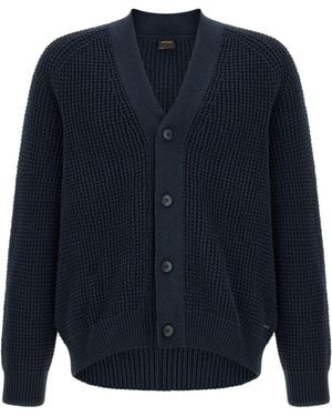 BOSS Cardigan Mit Waben - Blau