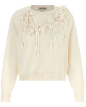 Alberta Ferretti Maglione Fiori Ricamati - Neutro