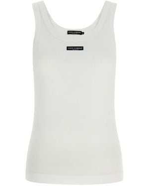 Dolce & Gabbana Logo Patch Tank Top - White