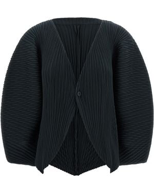 Issey Miyake Cardigan "Leaf Pleats" - Schwarz