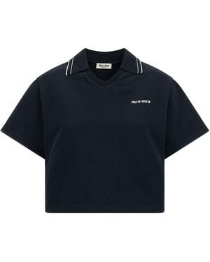 Miu Miu Cropped Sweatshirt - Blue