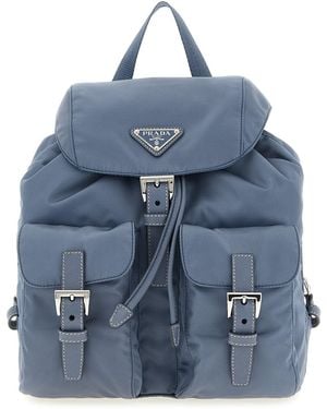 Prada Kleiner Rucksack Aus Re-Nylon - Blau