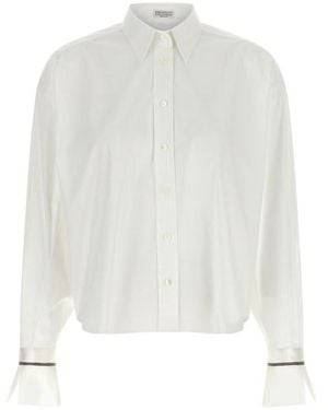 Brunello Cucinelli Camicia 'Shiny Cuffs' - Bianco