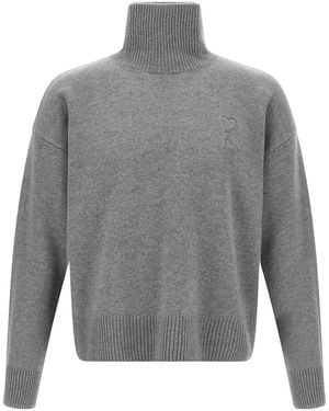 Ami Paris Puff Logo Jumper - Grey