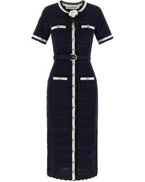 Self-Portrait Cotton Midi Dress - Blue