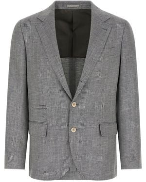 Brunello Cucinelli Deconstructed Single-Breasted Blazer - Grey