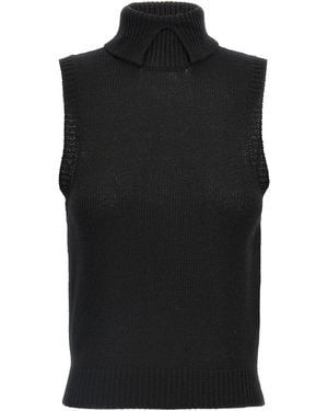 Prada Cashmere Collared Knit Vest - Black