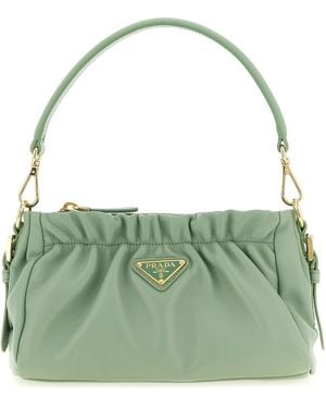 Prada Borsa A Spalla Con Lavorazione Arricciata - Verde
