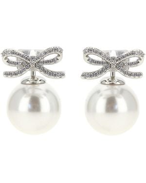 Self-Portrait Ohrringe "Crystal Bow Pearl Back" - Weiß