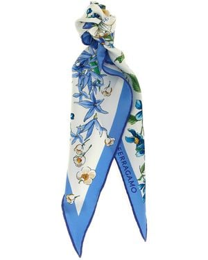 Ferragamo Diamantschal Mit "Primavera"-Druck - Blau