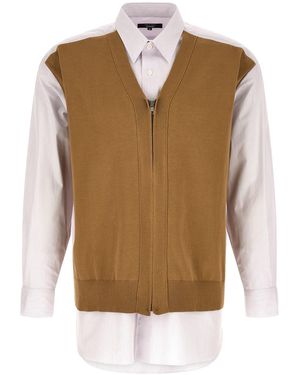 Comme Des GarÃ§ons Homme Cardigan Insert Shirt - Brown