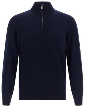 Brunello Cucinelli Maglia Half-Zip - Blu