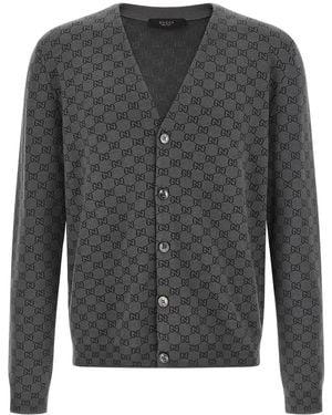 Gucci Gg Cardigan Aus Wolle Und Seide - Grau