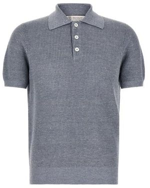 Brunello Cucinelli Polo Mezza Costa Inglese - Grigio