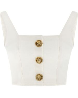 Balmain Button Top - White
